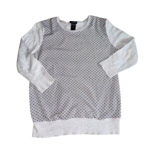 Ann Taylor 3/4 Sleeve Sleeve Knit Blouse W/ Front Panel-Gray-Size M-GUC